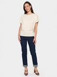 Saint Tropez Mila Short Sleeve Round Neck Top, Beige Melange
