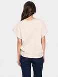Saint Tropez Mila Short Sleeve Round Neck Top, Beige Melange
