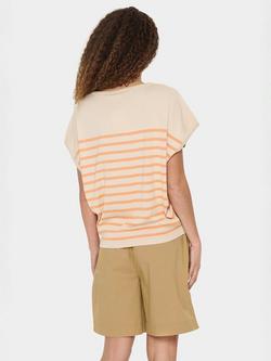 Saint Tropez Mila Stripe Short Sleeve Jumper - view 2, Beige/Orange