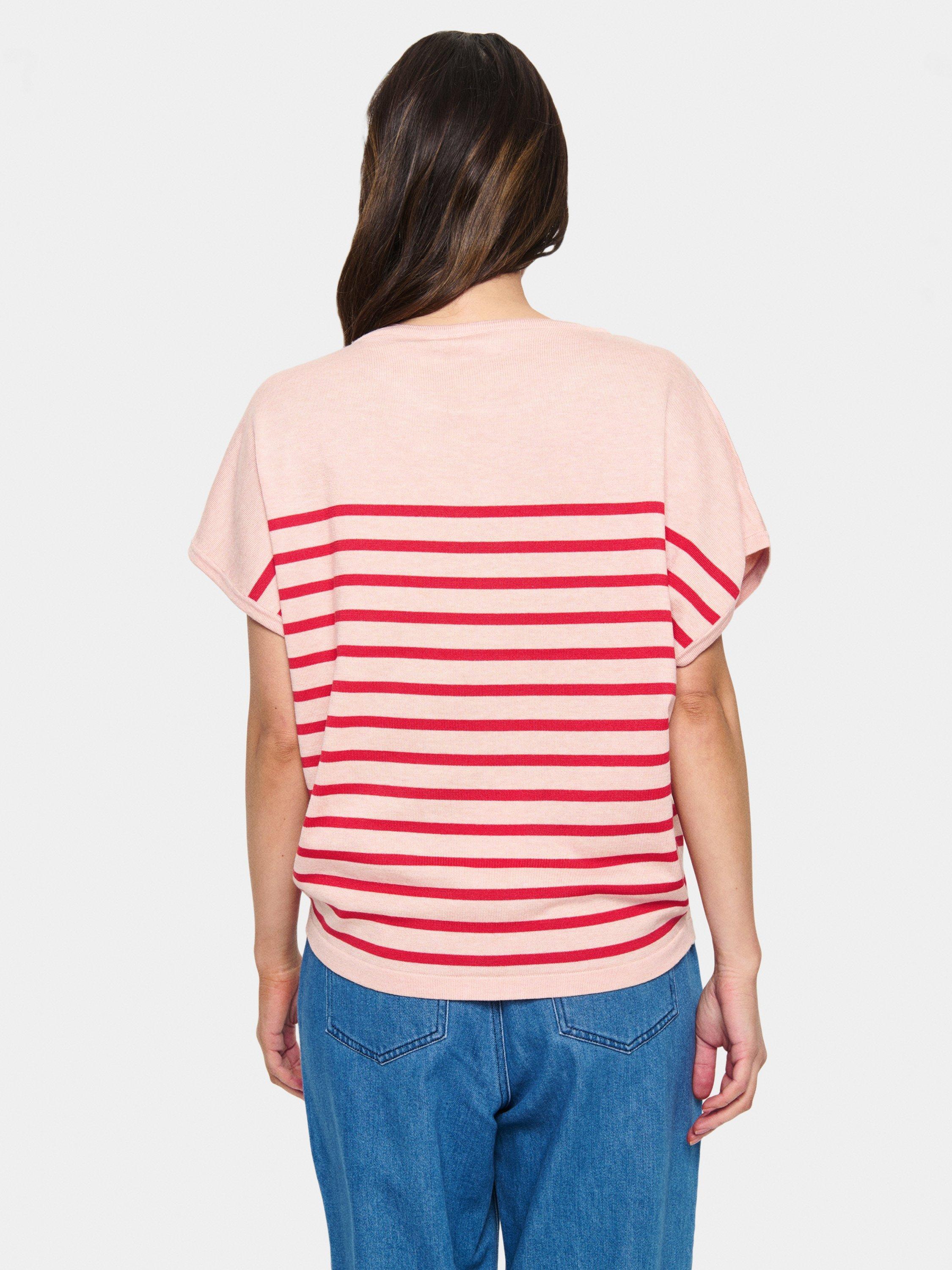 Product image 2 of 4, which shows Saint Tropez Mila Stripe Short Sleeve Jumper, Pink/Multi, M