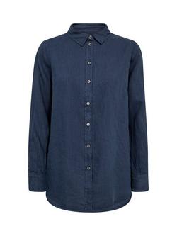 MOS MOSH Karli Linen Loose Shirt, Navy Blue