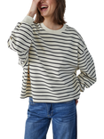 Sisters Point Eliso Stripe Loose Fit Sweatshirt, Cream/Black