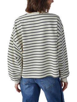 Sisters Point Eliso Stripe Loose Fit Sweatshirt, Cream/Black - view 2, Cream/Black