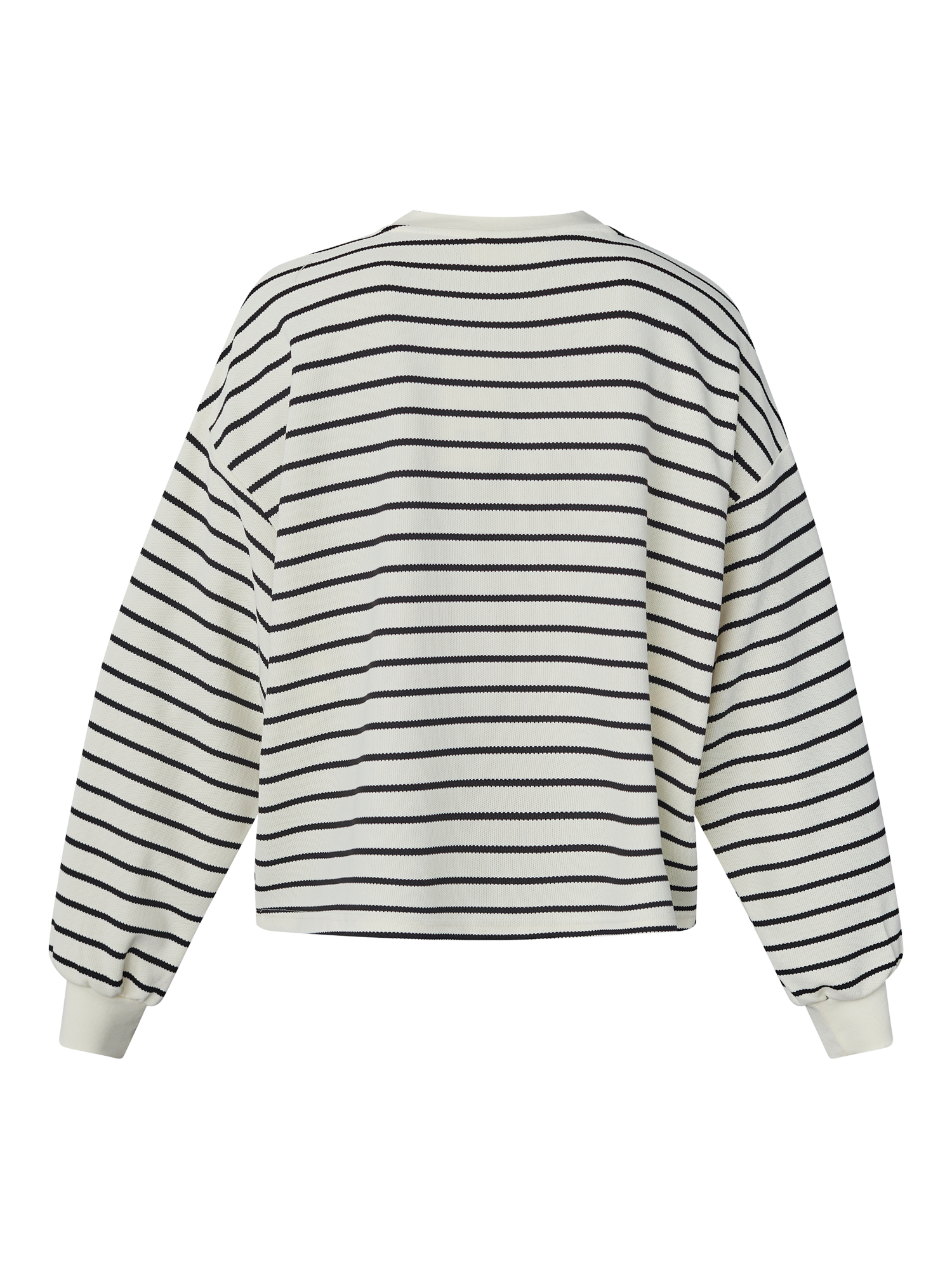 Product image 4 of 4, which shows Sisters Point Eliso Stripe Loose Fit Sweatshirt, Cream/Black, XS
