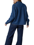 Sisters Point Ubisa High Neck Denim Top, Mid Blue