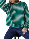 Sisters Point Eliso Stripe Loose Fit Sweatshirt, Green/Cream