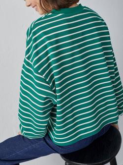 Sisters Point Eliso Stripe Loose Fit Sweatshirt, Green/Cream - view 2, Green/Cream