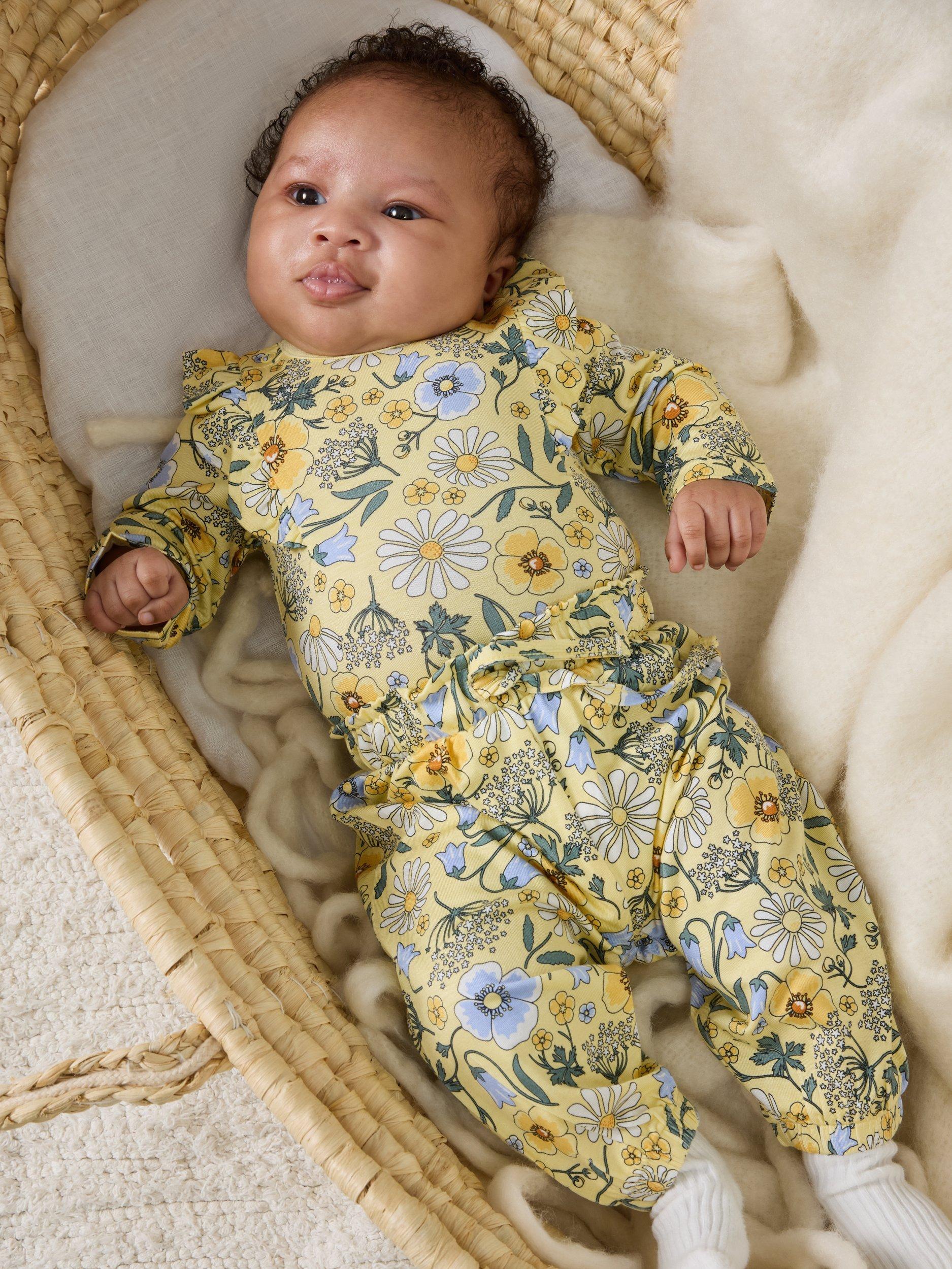 Polarn O. Pyret Baby Meadow Babygrow, Yellow