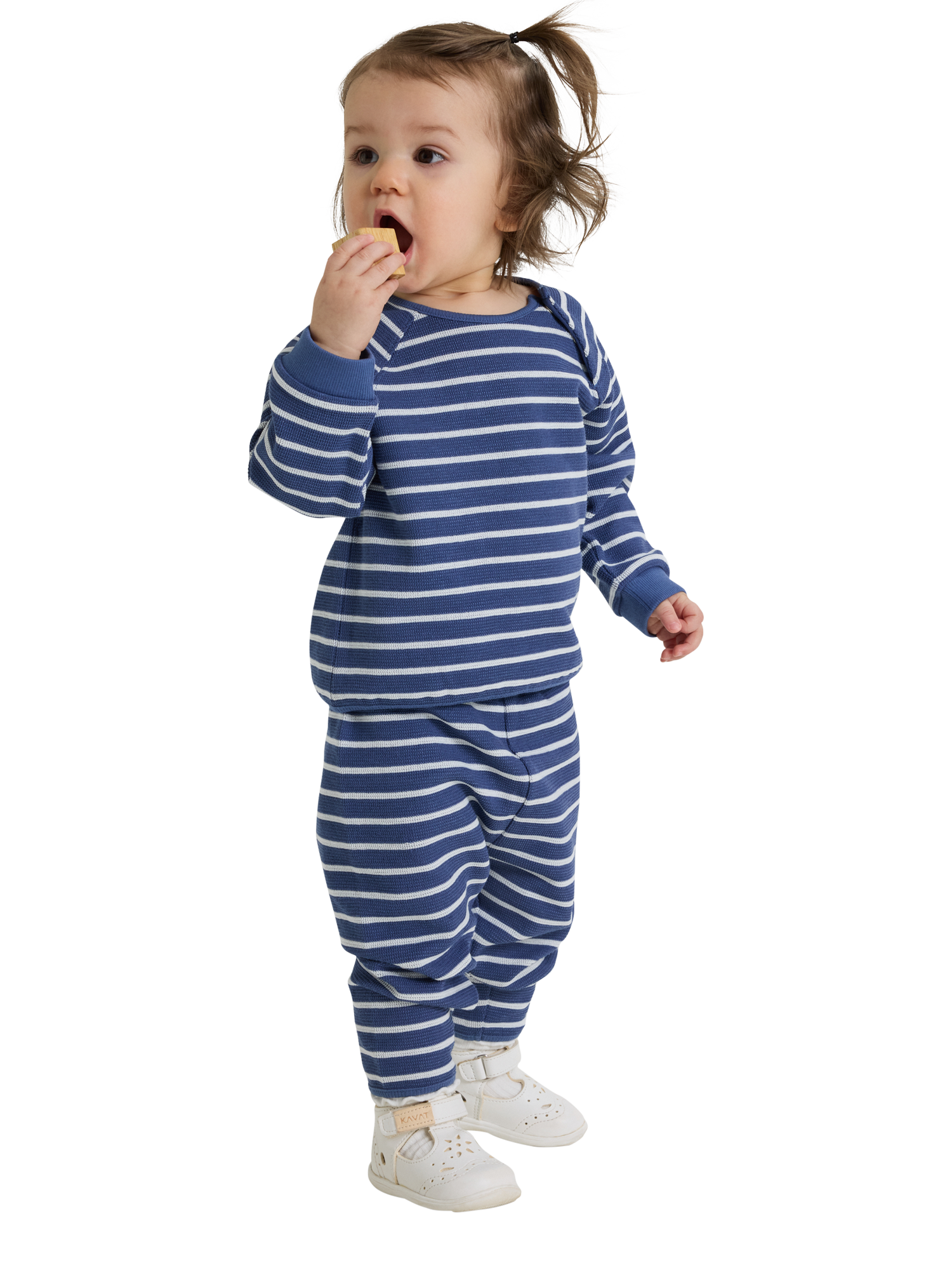 Polarn O. Pyret Baby Waffle Stripe Top, Blue