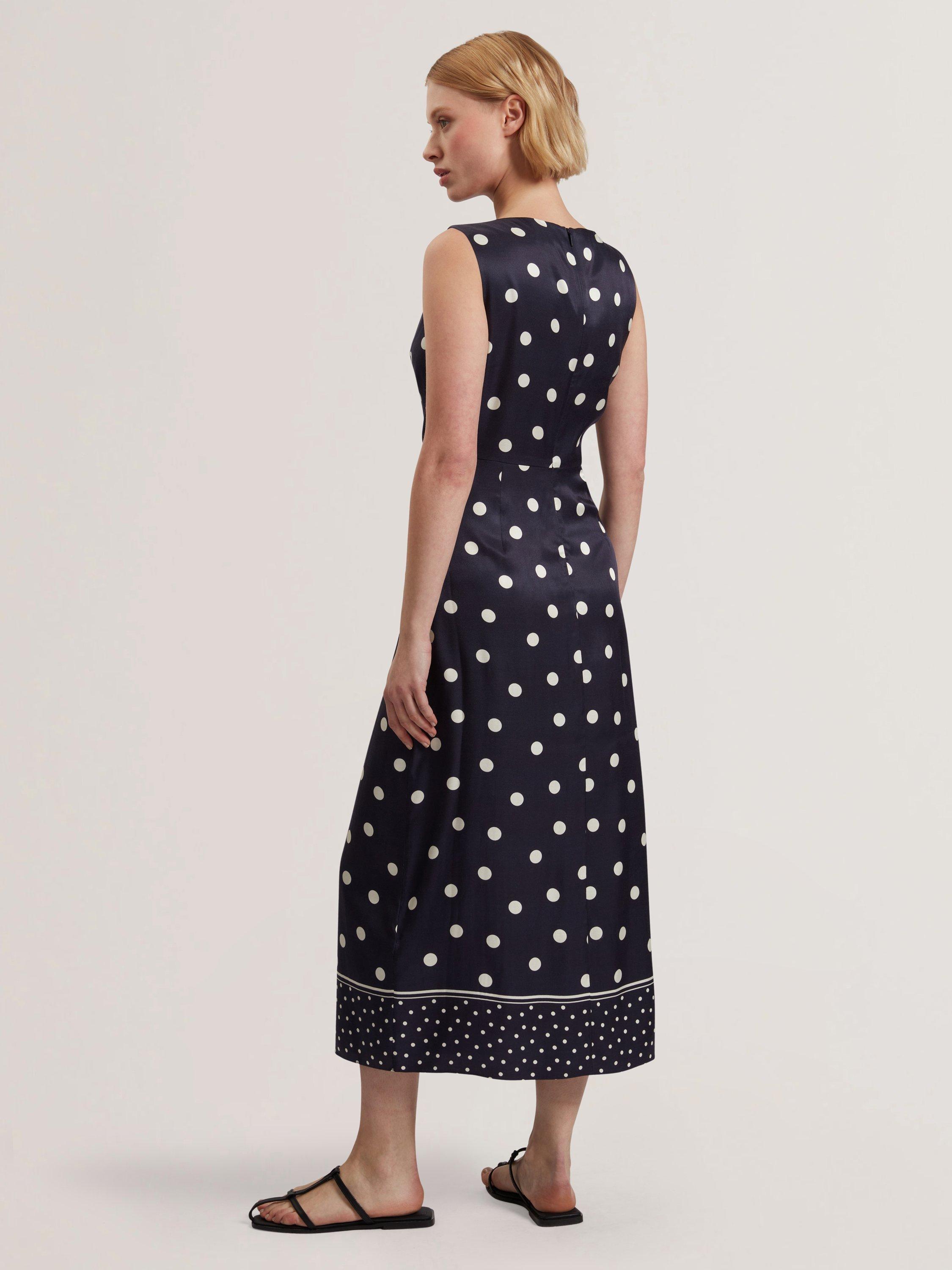 Product image 2 of 5, which shows Ted Baker Malmoa Knot Detail Wrap Over Midi Dress, Navy, 8