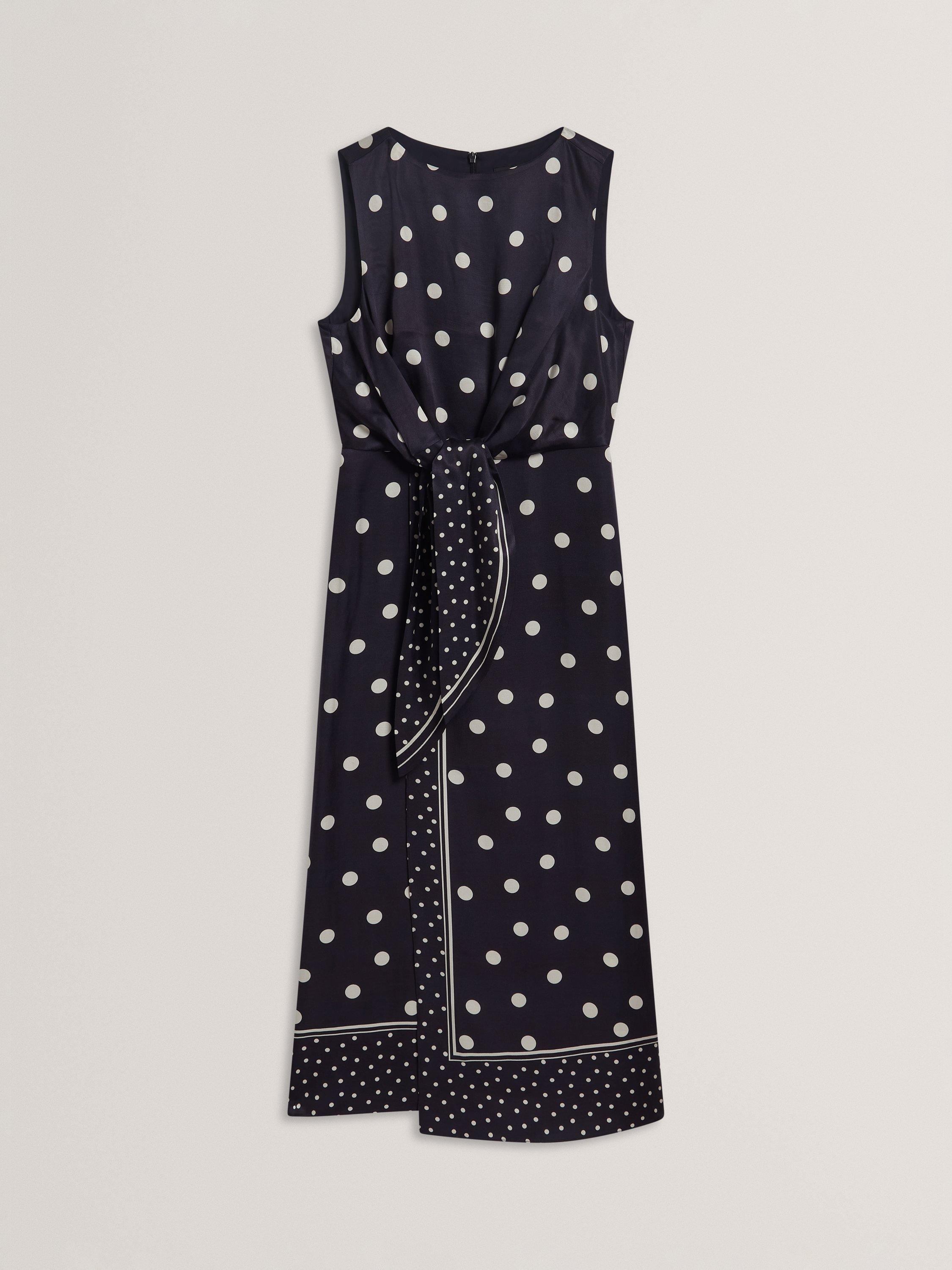 Product image 5 of 5, which shows Ted Baker Malmoa Knot Detail Wrap Over Midi Dress, Navy, 8