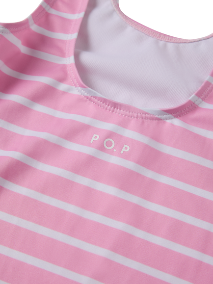 Polarn O. Pyret Kids' Stripe Swimsuit, Pink - view 2, Pink