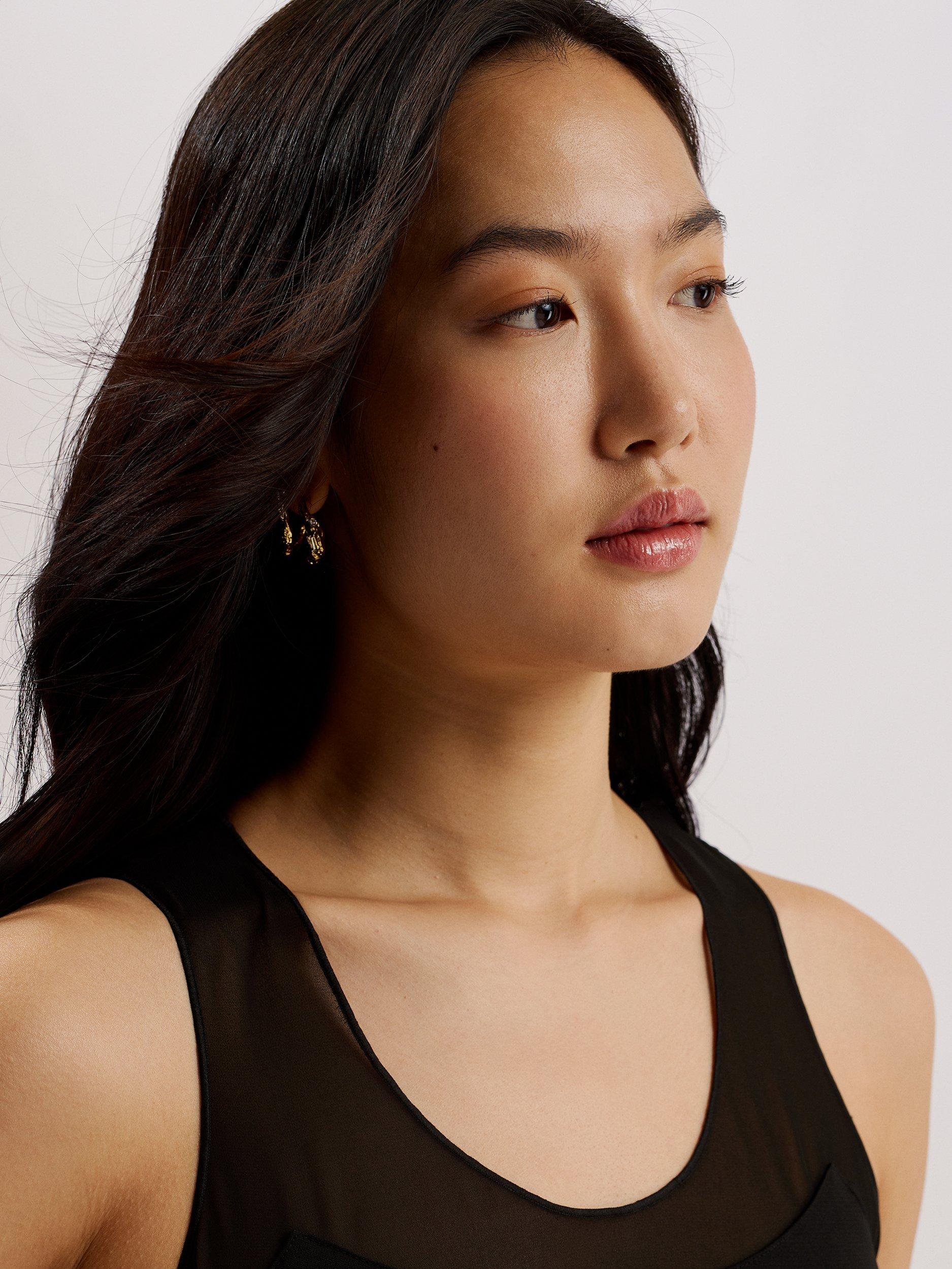 Product image 5 of 8, which shows Ted Baker Mephora Panel Detail Sleeveless Midi Dress, Black, 8