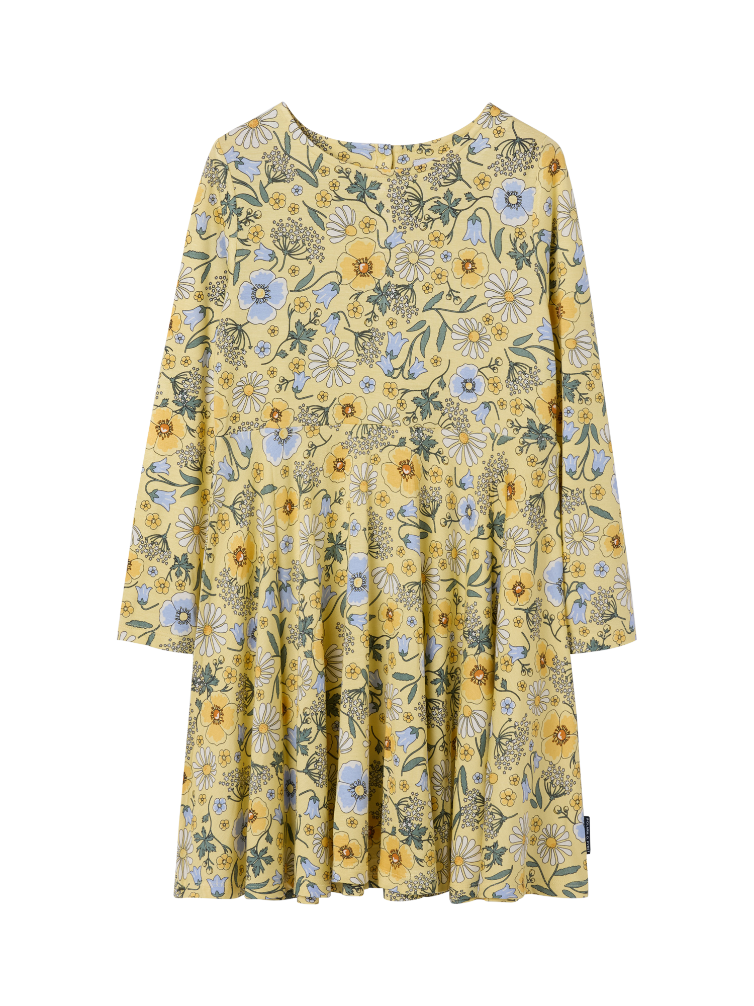 Product image 2 of 5, which shows Polarn O. Pyret Kids' Floral Dress, Yellow, 12-18 months