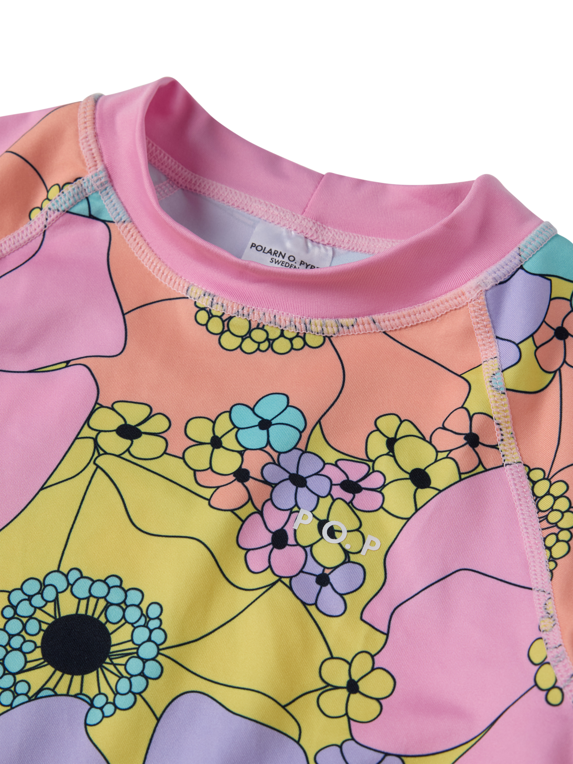 Product image 2 of 3, which shows Polarn O. Pyret Kids' Flower Swim Rash Top, Pink, 6-12 months