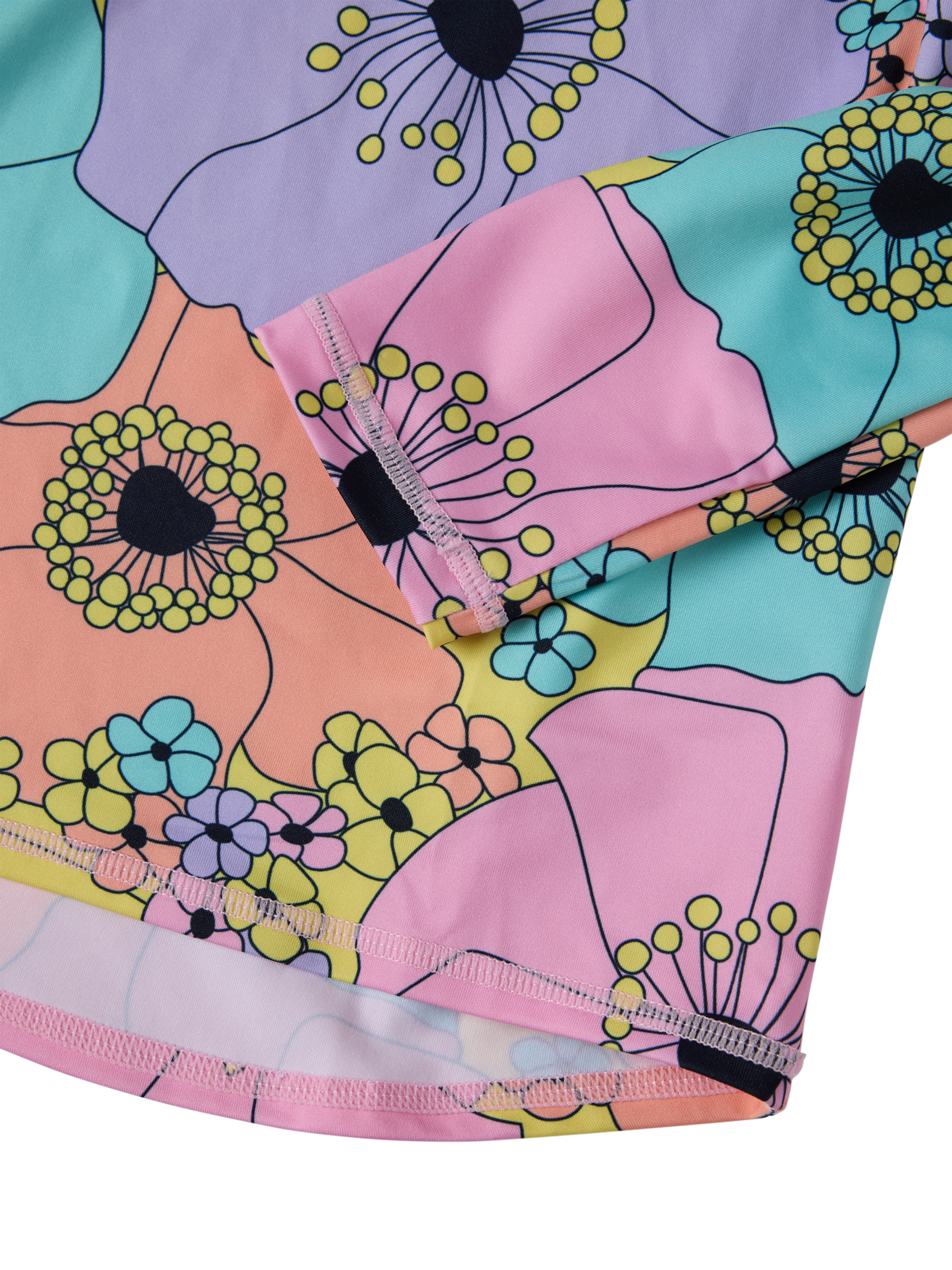 Product image 3 of 3, which shows Polarn O. Pyret Kids' Flower Swim Rash Top, Pink, 6-12 months