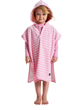 Polarn O. Pyret Kids' Organic Cotton Stripe Poncho Towel, Pink