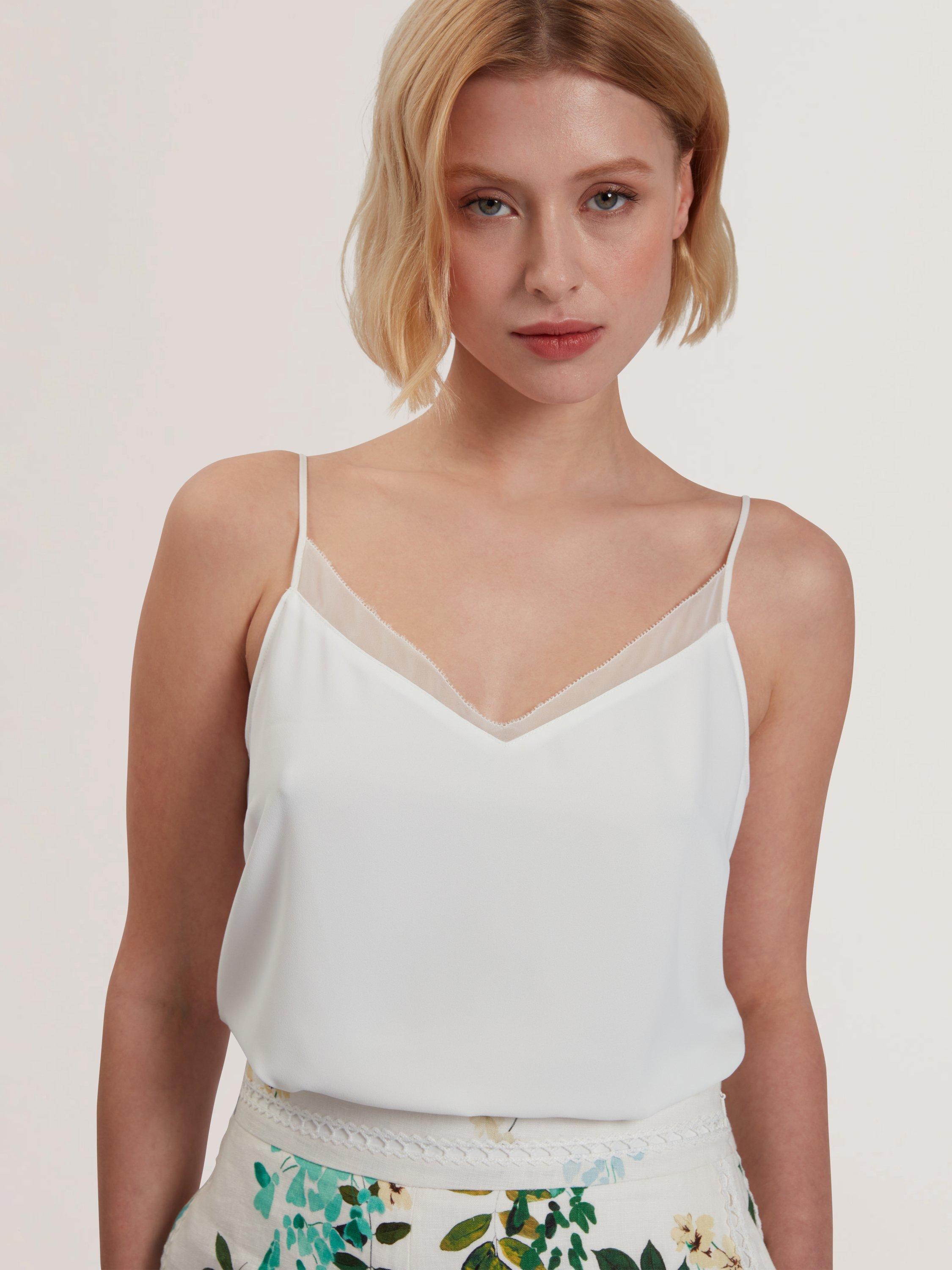 Product image 1 of 6, which shows Ted Baker Lulea Chiffon Insert Cami Top, White, 10