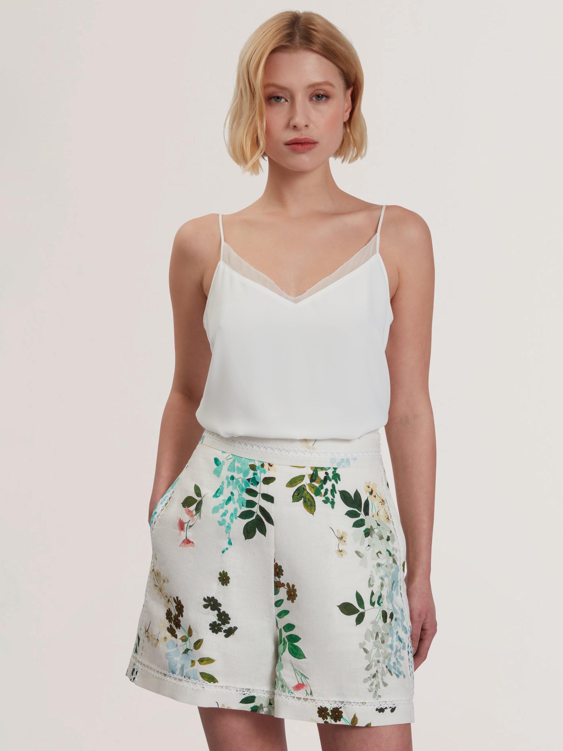 Product image 3 of 6, which shows Ted Baker Lulea Chiffon Insert Cami Top, White, 10