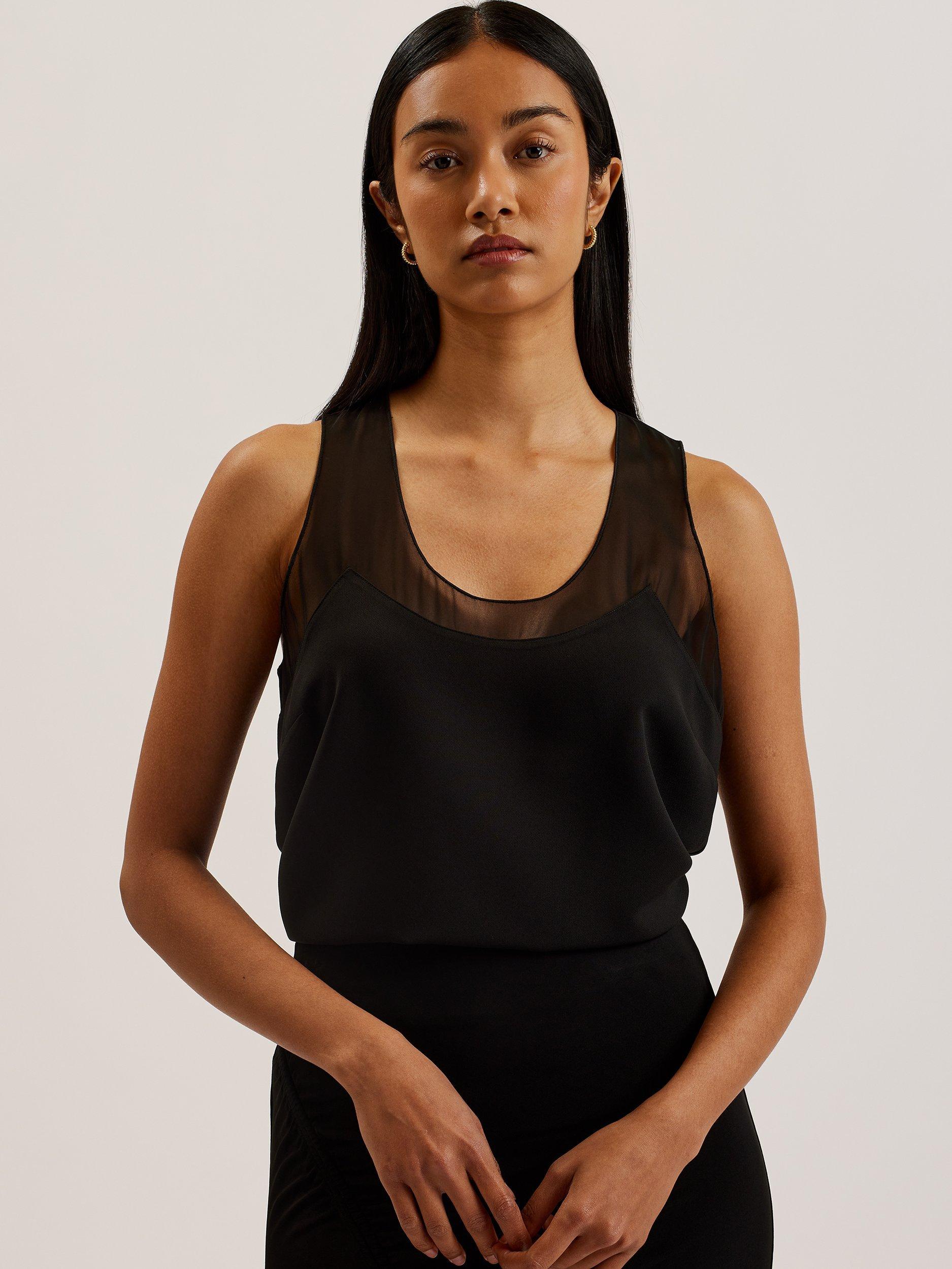 Product image 1 of 7, which shows Ted Baker Tilama Racerback Tank Top, Black, 6
