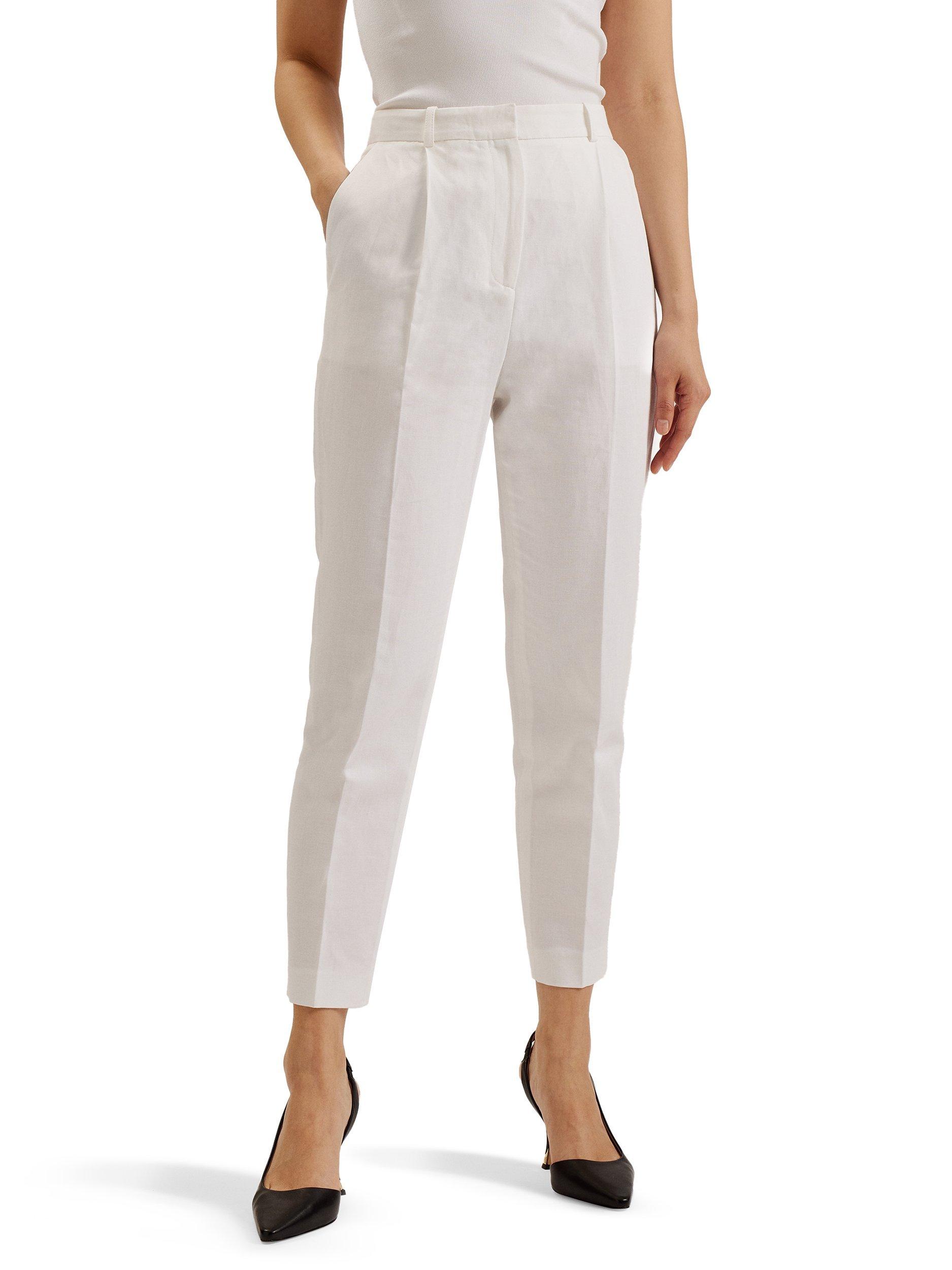 Product image 1 of 5, which shows Ted Baker Musub High Waist Linen Blend Trousers, White, 8