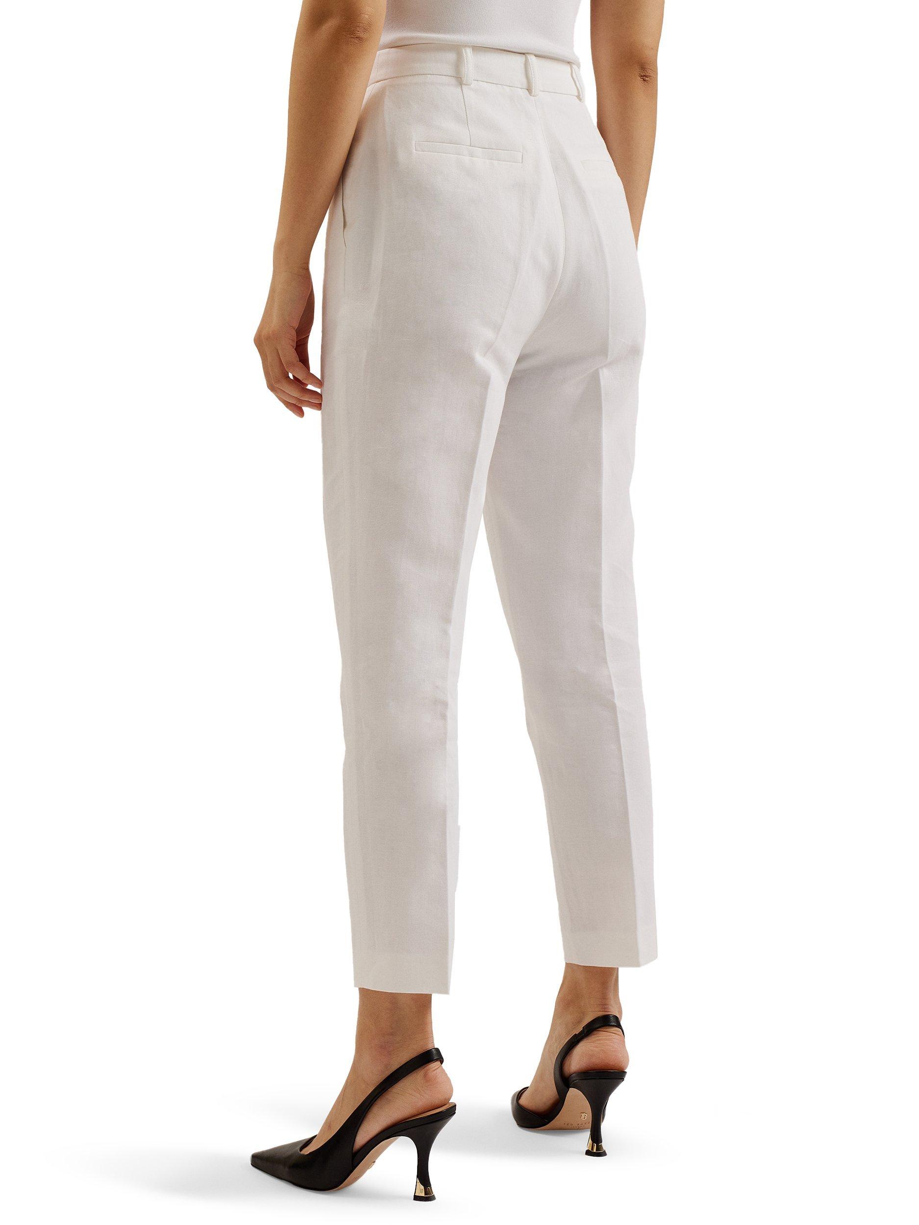 Product image 2 of 5, which shows Ted Baker Musub High Waist Linen Blend Trousers, White, 8