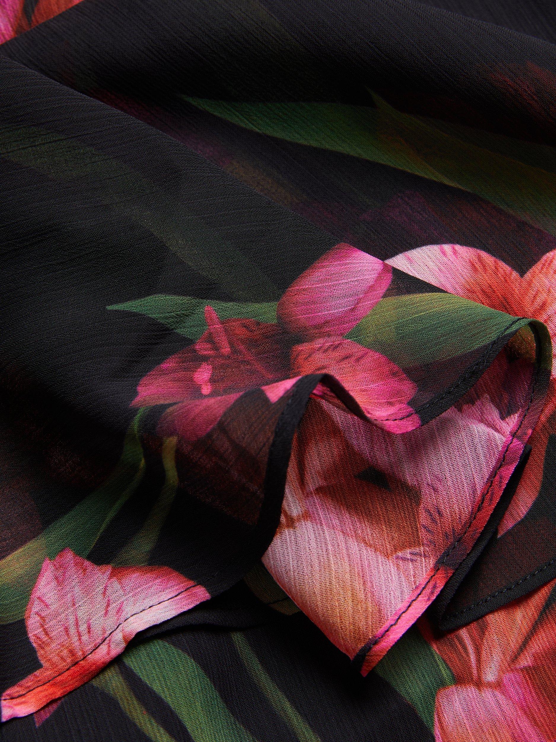 Product image 5 of 7, which shows Ted Baker Fasnia Floral Angel Sleeve Wrap Mini Dress, Black/Fuchsia/Green, 6