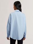 Ted Baker Izote Oversized Drop Shoulder Bib Detail Shirt, Light Blue