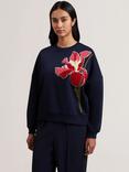 Ted Baker Sanderr Flower Graphic Sweatshirt, Navy/Red/Green