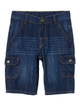 Polarn O. Pyret Kids' Organic Cotton Denim Cargo Shorts, Blue