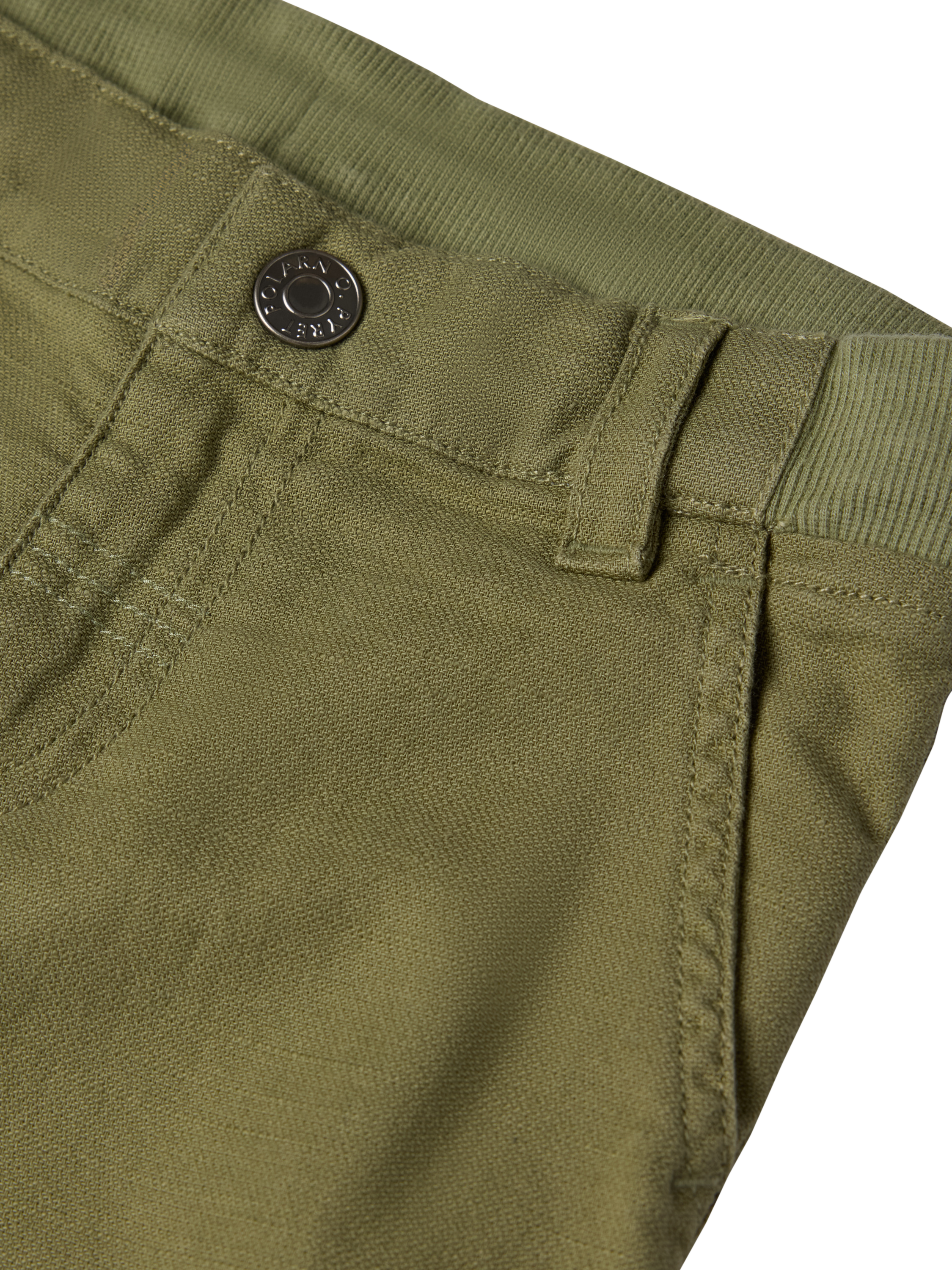 Product image 3 of 4, which shows Polarn O. Pyret Kids' Organic Cotton Cargo Shorts, Green, 12-18 months