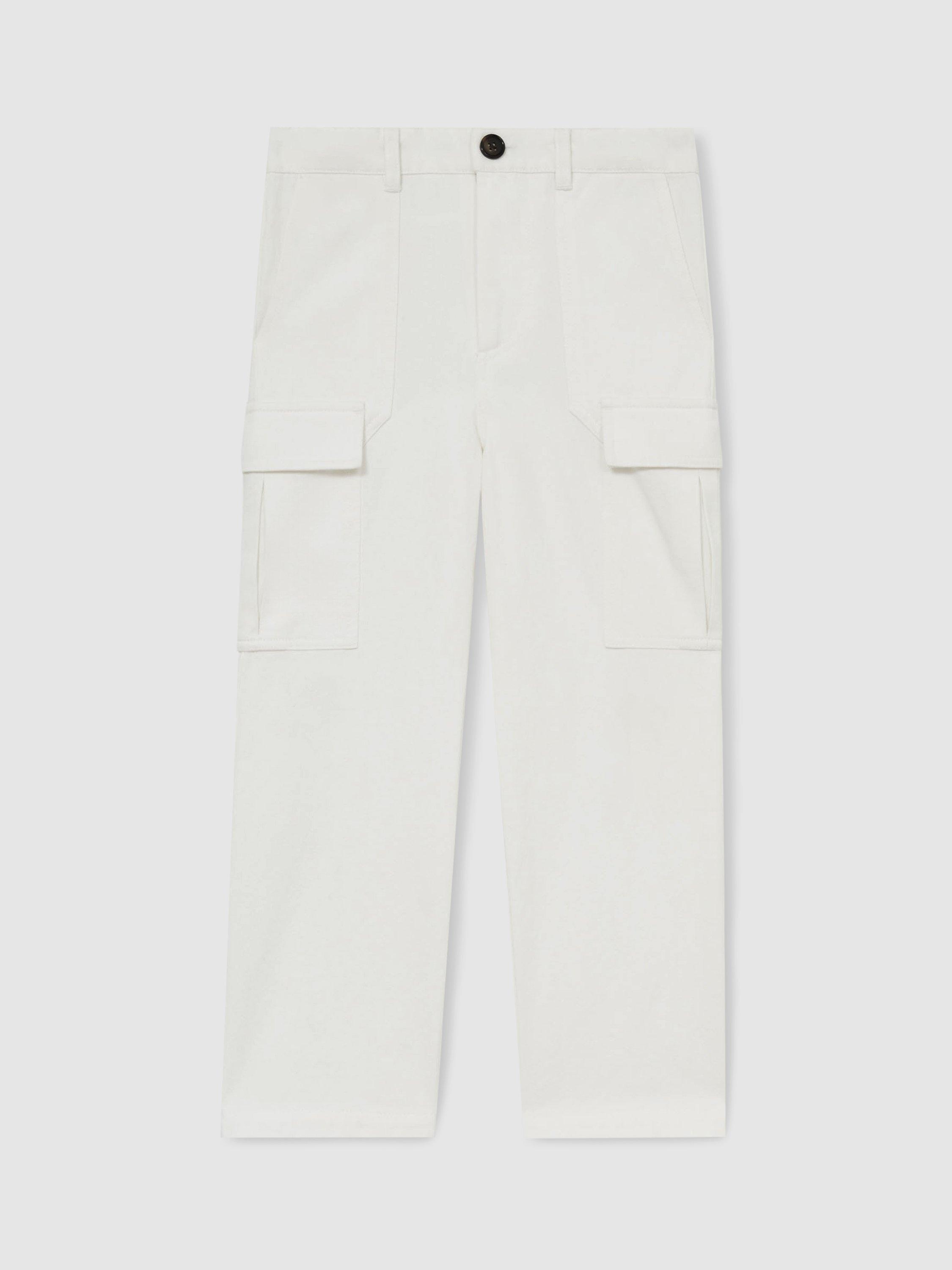 Product image 1 of 4, which shows Reiss Kids' Todd Combat Straight Leg Trousers, Stone, 7-8 years