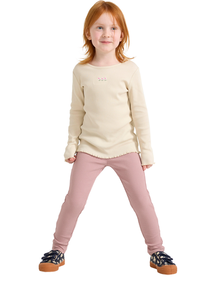 Lindex Kids' Rib Leggings, Light Dusty Pink, Light Dusty Pink