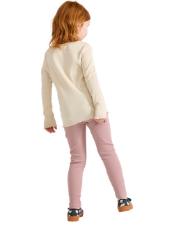 Lindex Kids' Rib Leggings, Light Dusty Pink - view 2, Light Dusty Pink