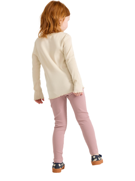 Lindex Kids' Rib Leggings, Light Dusty Pink - view 2, Light Dusty Pink