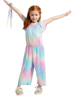 Lindex Kids' Glittery Cropped Wide Leg Jumpsuit, Light Pink, Light Pink
