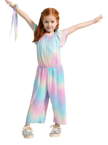 Lindex Kids' Glittery Cropped Wide Leg Jumpsuit, Light Pink, Light Pink