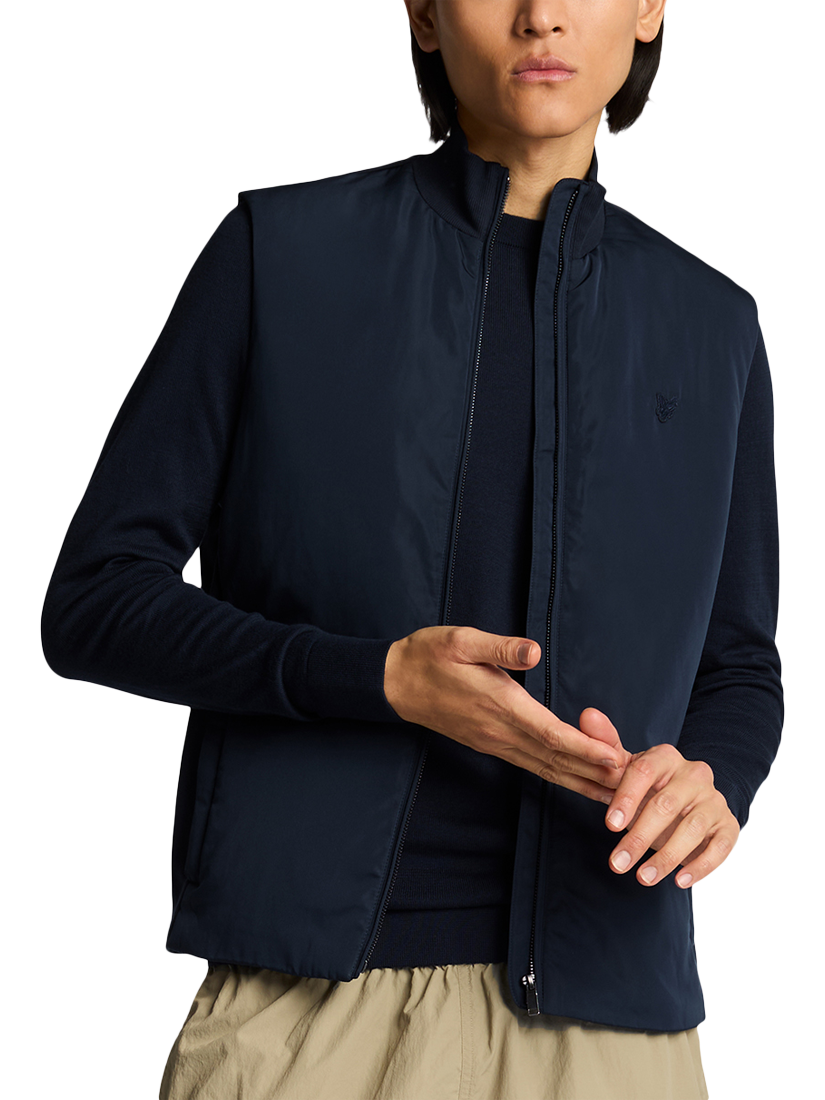 Product image 1 of 5, which shows Lyle & Scott Tonal Hybrid Gilet, Dark Navy, XS