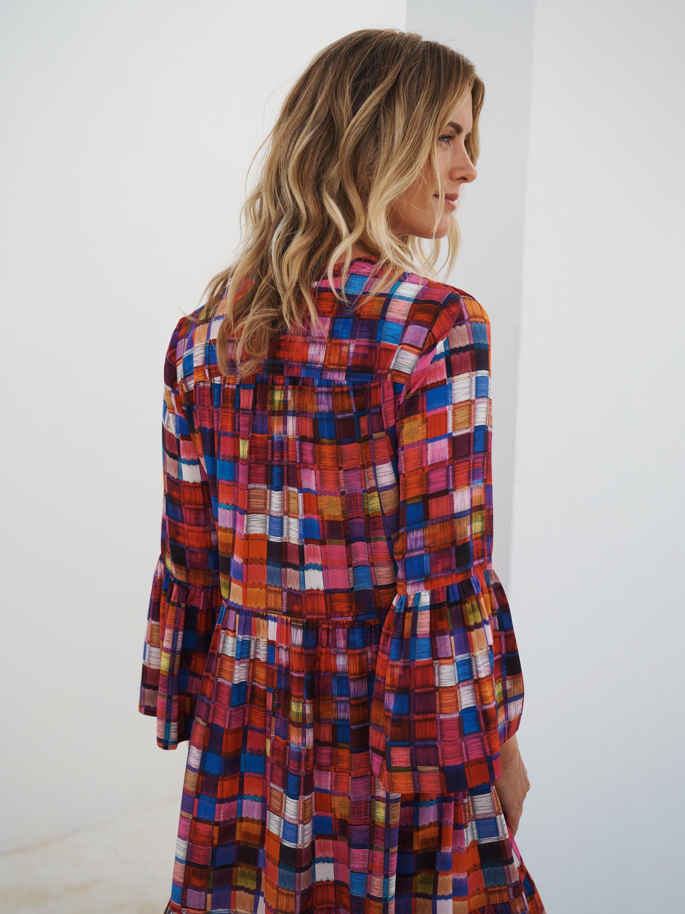 Product image 3 of 10, which shows NRBY Gracelyn Square Pure Silk Dress, Multi, XS