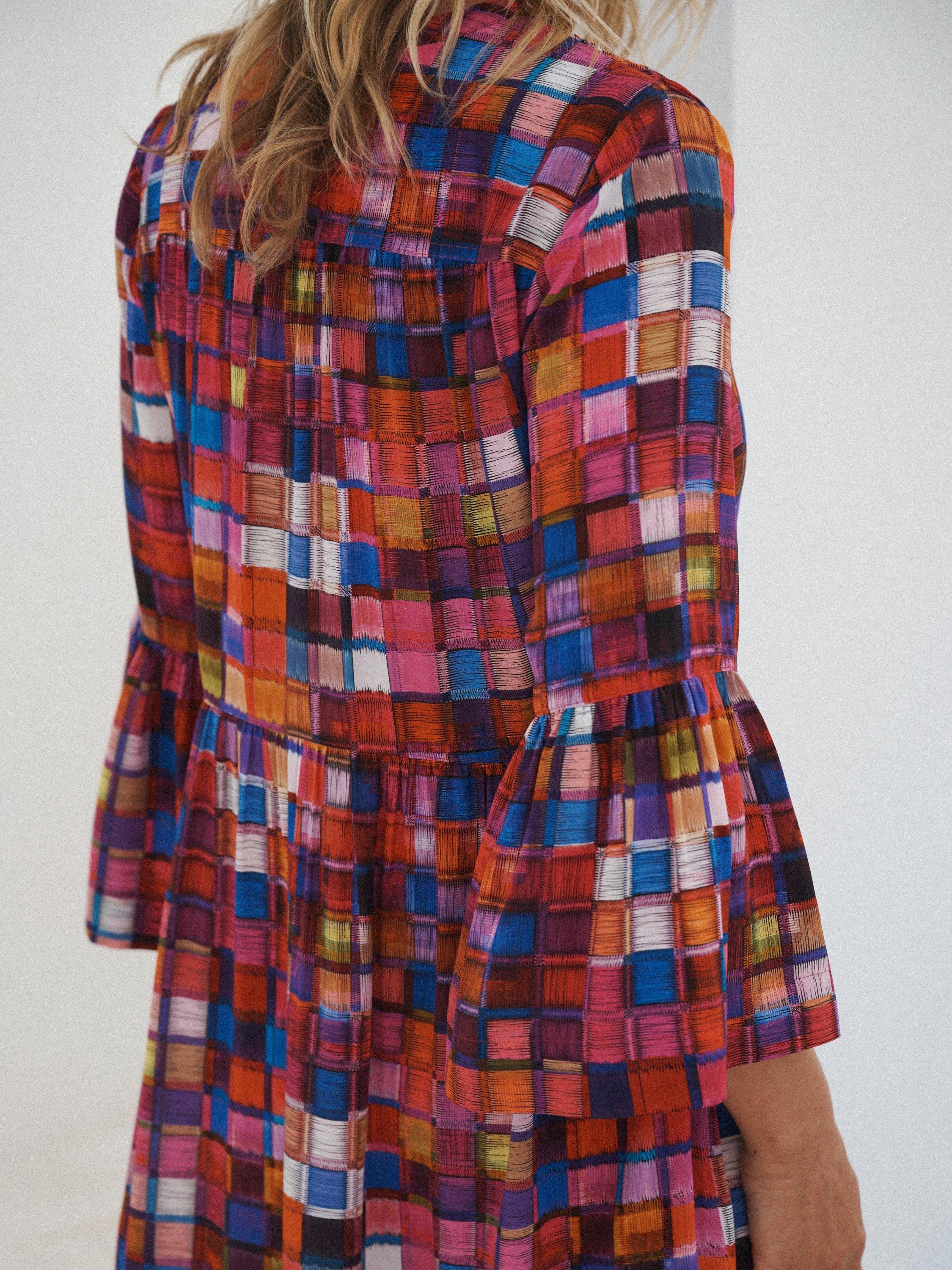 Product image 7 of 10, which shows NRBY Gracelyn Square Pure Silk Dress, Multi, XS