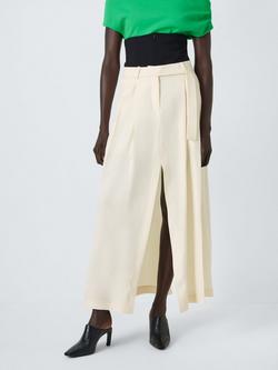 John Lewis x A.W.A.K.E. MODE Pleat Detail Wool Maxi Skirt, Off White, Off White