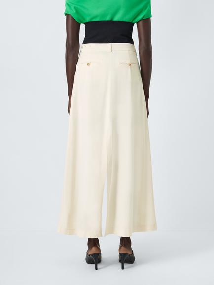 John Lewis x A.W.A.K.E. MODE Pleat Detail Wool Maxi Skirt, Off White - view 2, Off White
