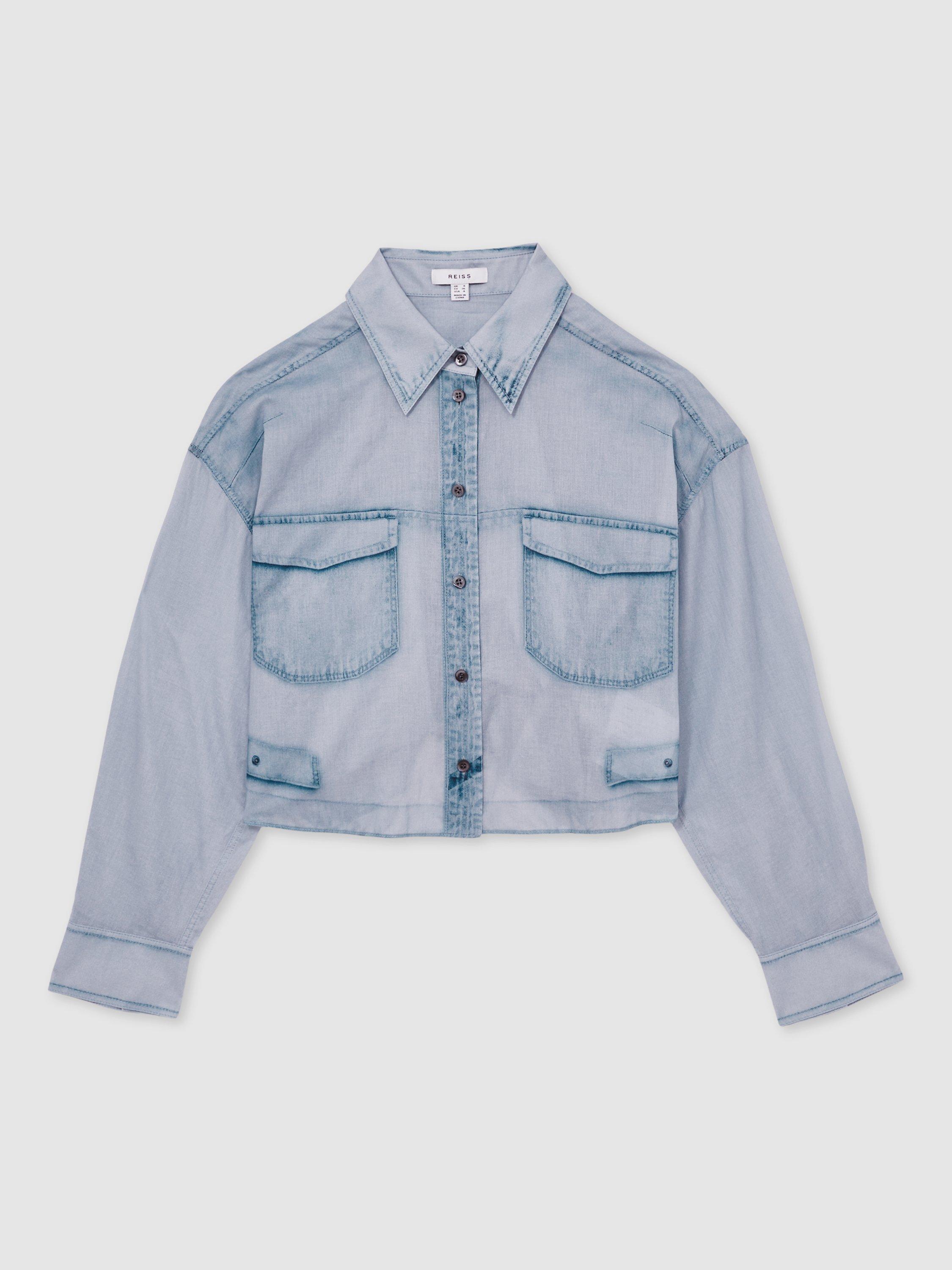 Product image 3 of 5, which shows Reiss Darcy Denim Shirt, Blue, 6