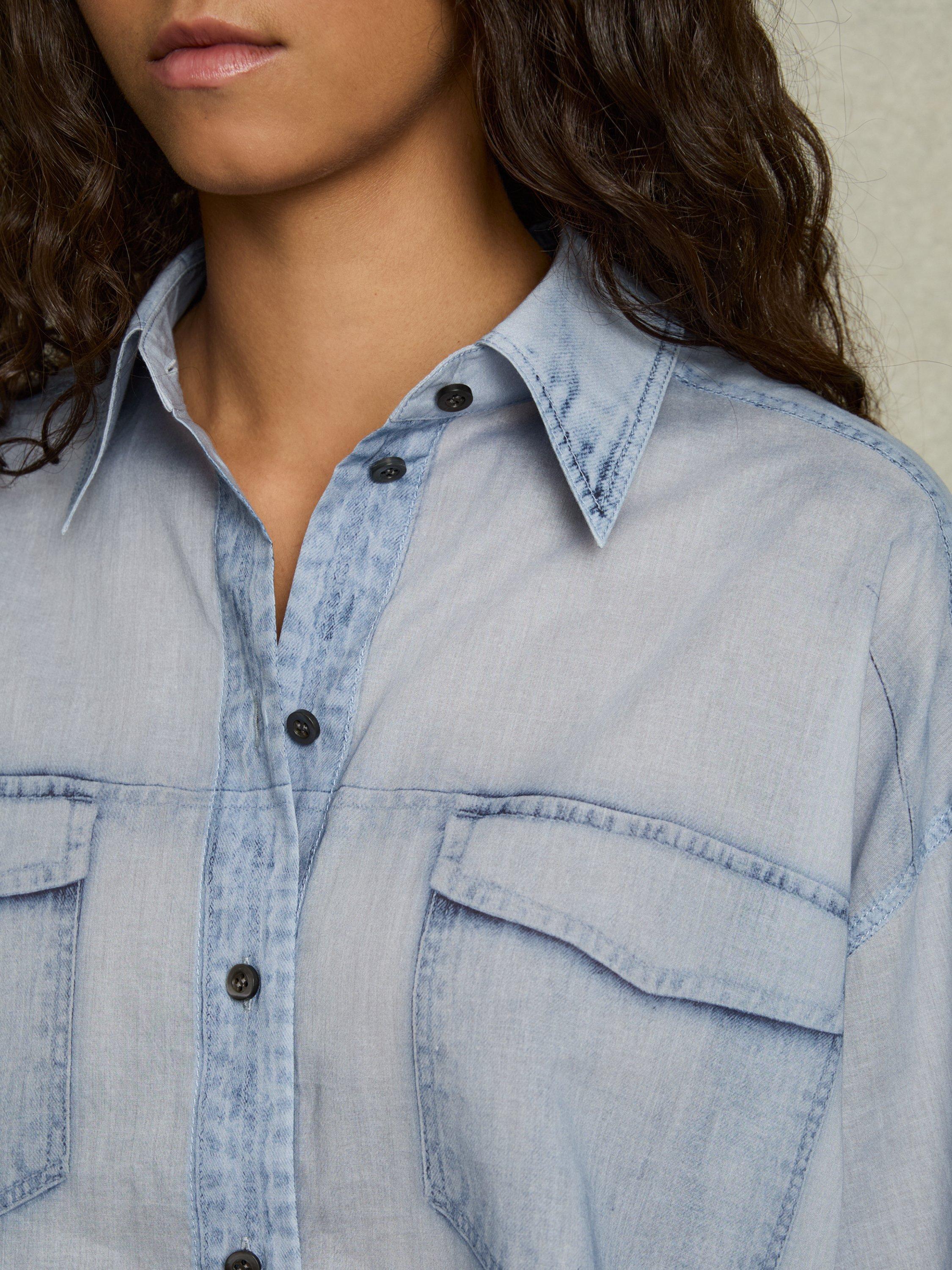 Product image 4 of 5, which shows Reiss Darcy Denim Shirt, Blue, 6