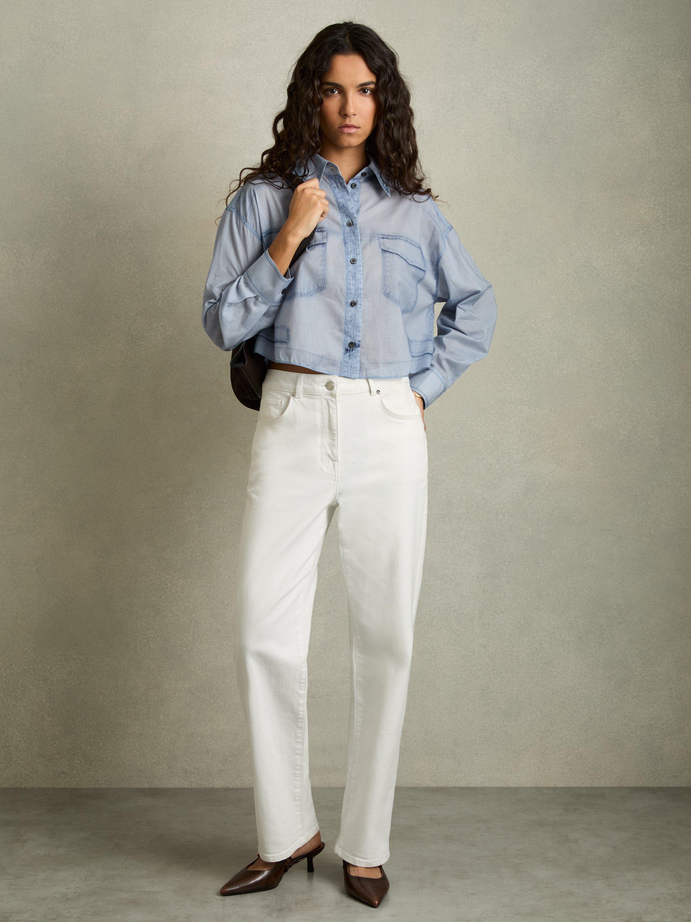 Product image 5 of 5, which shows Reiss Darcy Denim Shirt, Blue, 6
