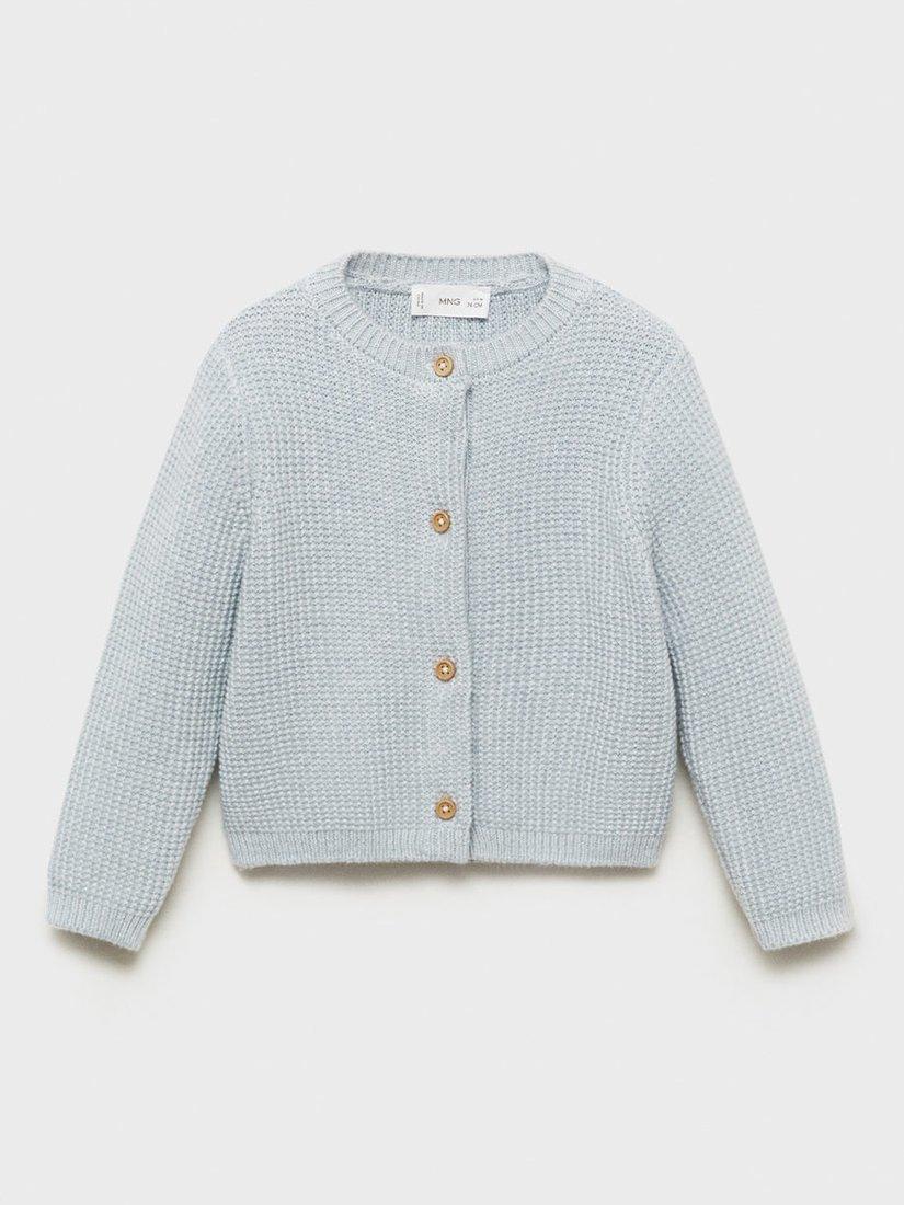 Mango Baby Sao Ribbed Cardigan, Blue