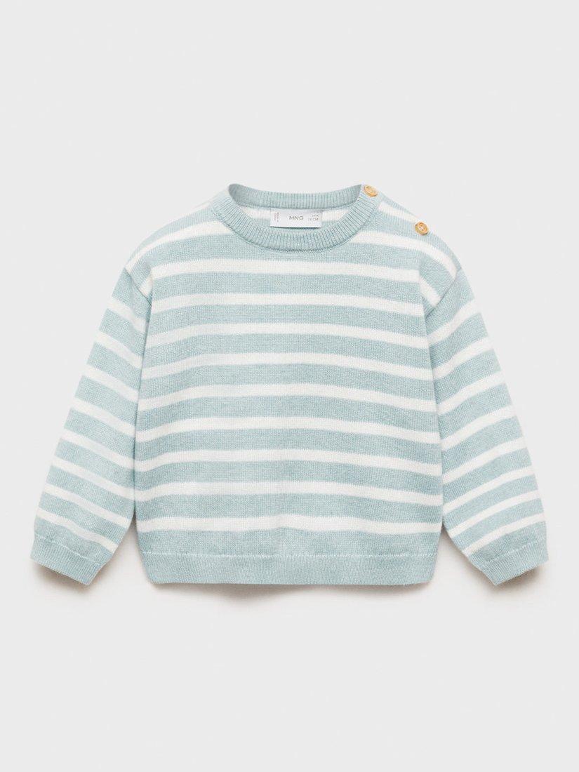 Product image 1 of 4, which shows Mango Baby Gufi Stripe Jumper, Green, 1-3 months
