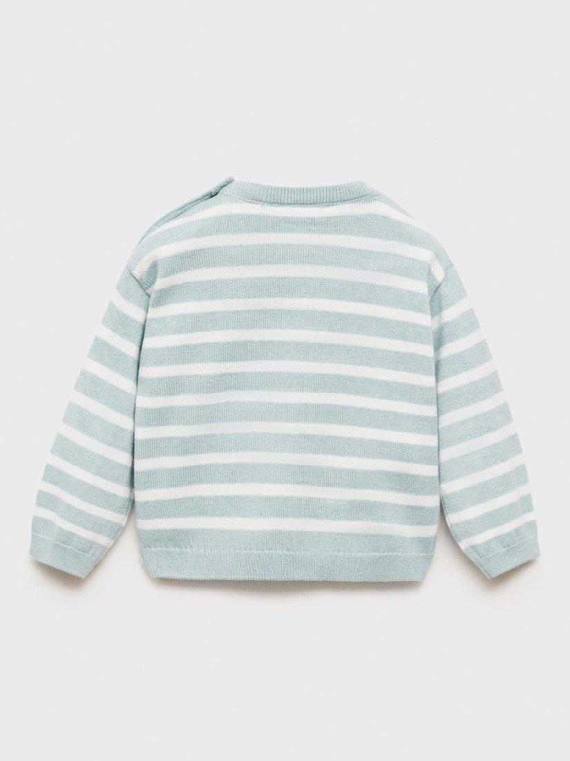 Product image 2 of 4, which shows Mango Baby Gufi Stripe Jumper, Green, 1-3 months