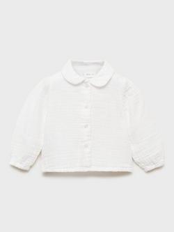 Mango Baby Cotton Collar Blouse, Natural White, Natural White