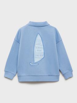 Mango Kids' Plan Polo Neck Sweatshirt, Medium Blue - view 2, Medium Blue